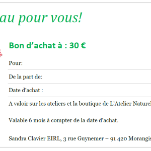 BON D&rsquo;ACHAT 30 €